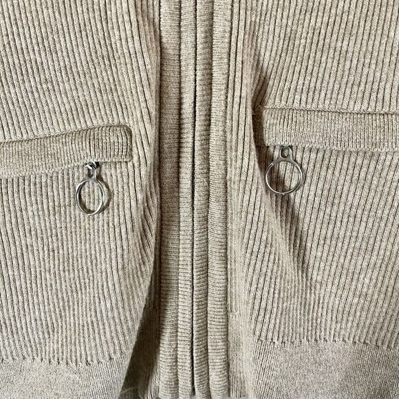 $395 Jonathan Simkhai Women's Beige Knit Zip Cardigan Sweater Size M - Picture 5 of 8